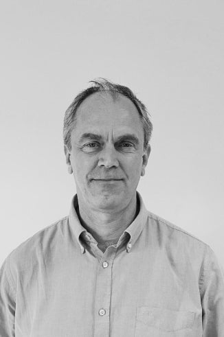 a portrait of Mats Clarsund in black and white