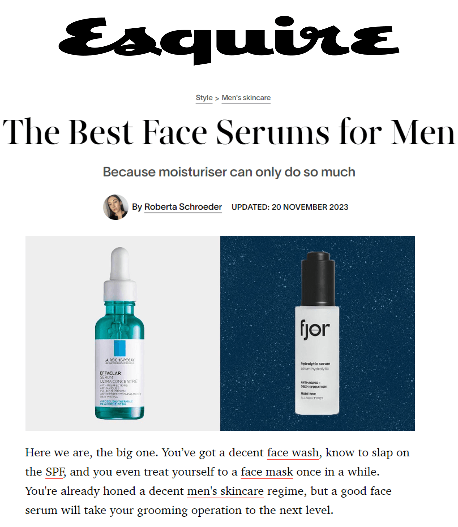 Esquire - The Best Face Serums for Men - fjör