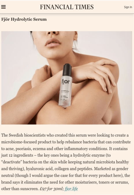 Financial Times - The Best Products for Hypersensitive Skin - fjör